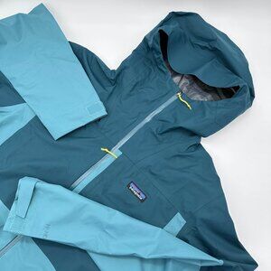 patagonia Men's Boulder Fork Waterproof Hooded Zip Rain Jacket, Size Large, Blue